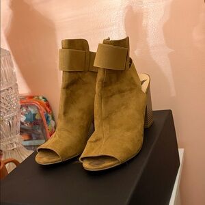 Penny Loves Kenny Suede Peep-Toe Ankle Wedges